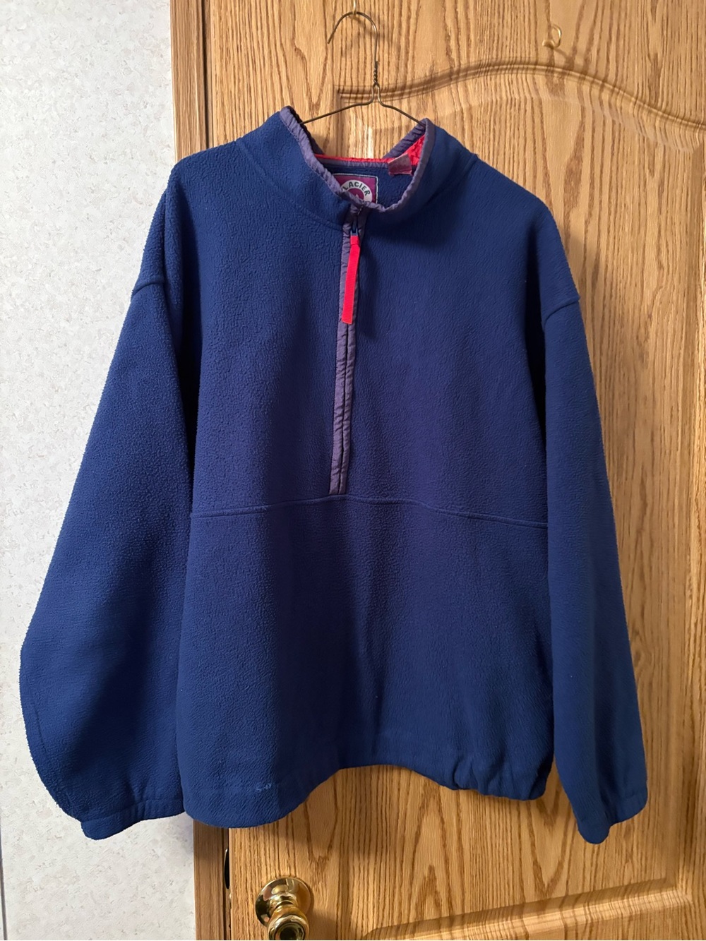 Unbranded Navy Half-Zip Utility Fleece Jacket with Pink Trim